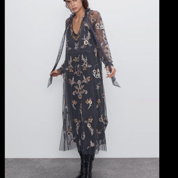 limited edition sequinned dress zara ZARA WOMEN LIMITED EDITION SEQUINNED DRESS BLACK 8691/997